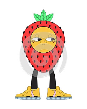 Happy strawberry sneakers 2D linear cartoon character