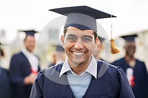 Happy student or bachelor in mortar board