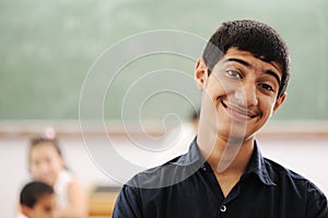 Happy student in classroom