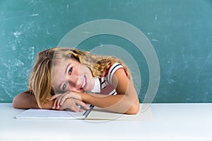 Happy student expression schoolgirl in classroom