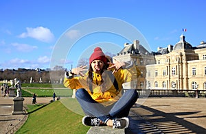 Happy student girl in Paris