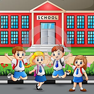 Happy student going to school