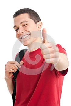 Happy student thumb up