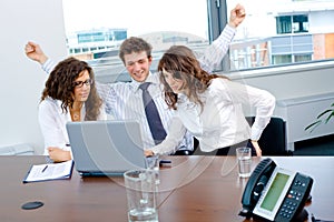 Happy successful business team