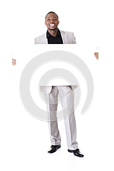 Businessman showing blank advertisement