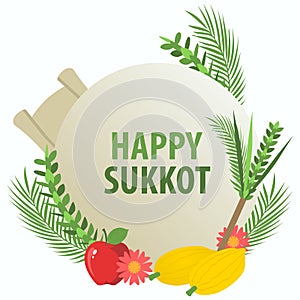 Happy Sukkot decorative symbol for banner or greeting card