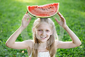 Girl eating watermelon