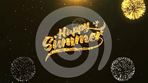 Happy Summer Celebration, Wishes, Greeting Text on Golden Firework