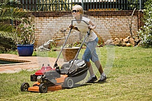 Happy Summer Chores - Mowing Lawn