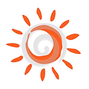 Happy summer sun symbol hand painted with paint brush
