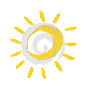 Happy summer sun symbol hand painted with paint brush