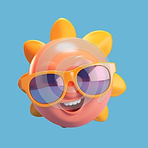 Happy sun with blushing cheeks and tiny sunglasses