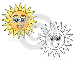 Happy sun cartoon