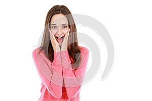 Happy surprised teen girl