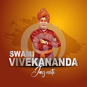 Happy Swami Vivekananda Jayanti. A celebration of Youth Day of India typography with graphic mnemonic, celebrate, unit, logo,