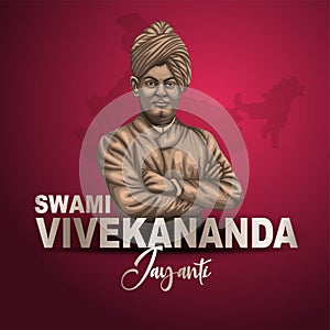 Happy Swami Vivekananda Jayanti. A celebration of Youth Day of India typography with graphic mnemonic, celebrate, unit, logo,