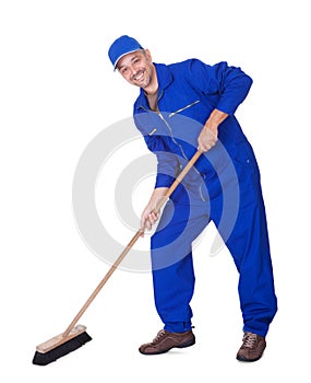 Happy Sweeper Cleaning Floor