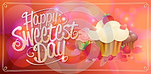 Happy sweetest day banner with sweets
