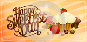 Happy sweetest day vector web banner mockup