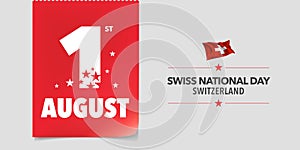 Happy Swiss national day vector banner, greeting card