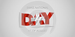 Happy Swiss national day vector banner, greeting card.