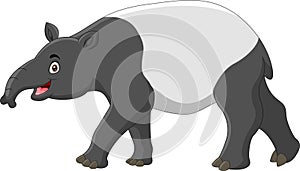 Happy tapir cartoon isolated on white background