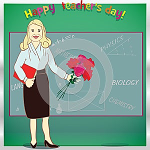 Happy teacher day. Template for card. Illustration