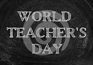 Happy Teacher`s Day on blackboard. Greeting card design