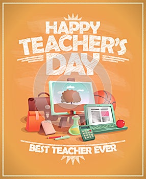 Happy teacher`s day card, banner or flyer template