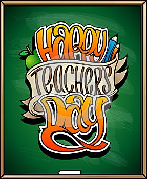 Happy teacher`s day card design, holiday poster