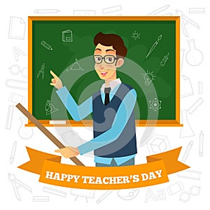 Happy Teacher`s Day cartoon illustration