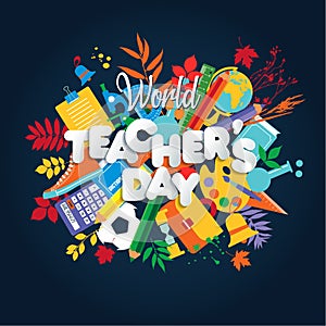 Happy Teacher s Day poster concept. World celebration.