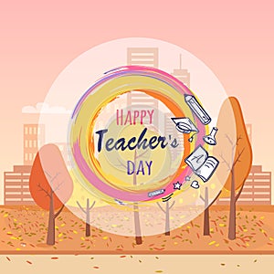 Happy Teacher s Day Wish Vector Illustration