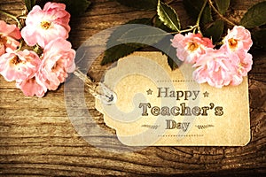 Happy Teachers Day message with pink roses