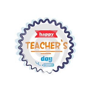 Happy Teachers Day Vector Illustration Orange Rays