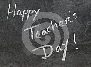 Happy Teachers Day written in chalkboard photo