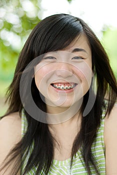 Happy teen with braces photo