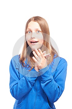 Happy teen girl making funny faces