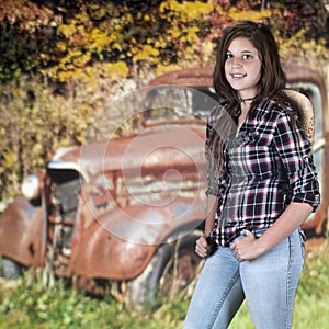 Happy Teen and a Junk Truck