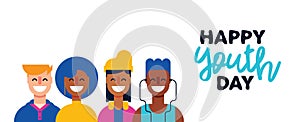 Happy teen people group for youth day web banner