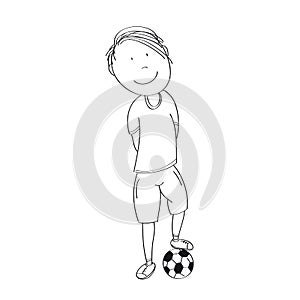 Happy teenage boy with ball, ready to play football / soccer - o
