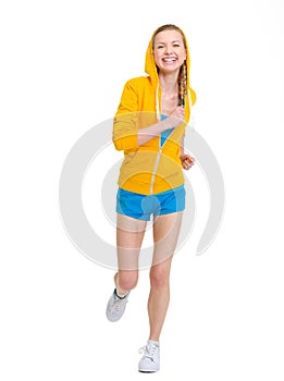 Happy teenager girl running