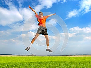 Happy teenager jumping