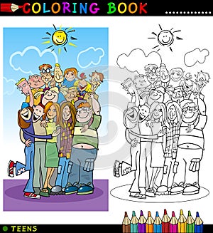 Happy Teenagers group for coloring