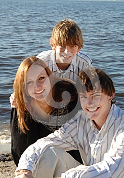 Happy teens at beach