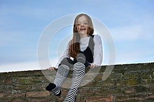 Happy teeny with striped socks