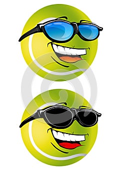 Happy Tennis Ball cartoon Illustration