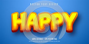 Happy text, cartoon style editable text effect