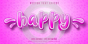 Happy text, cartoon style editable text effect