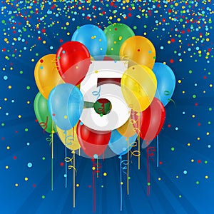 Happy 5th Birthday / Anniversary card with balloons photo